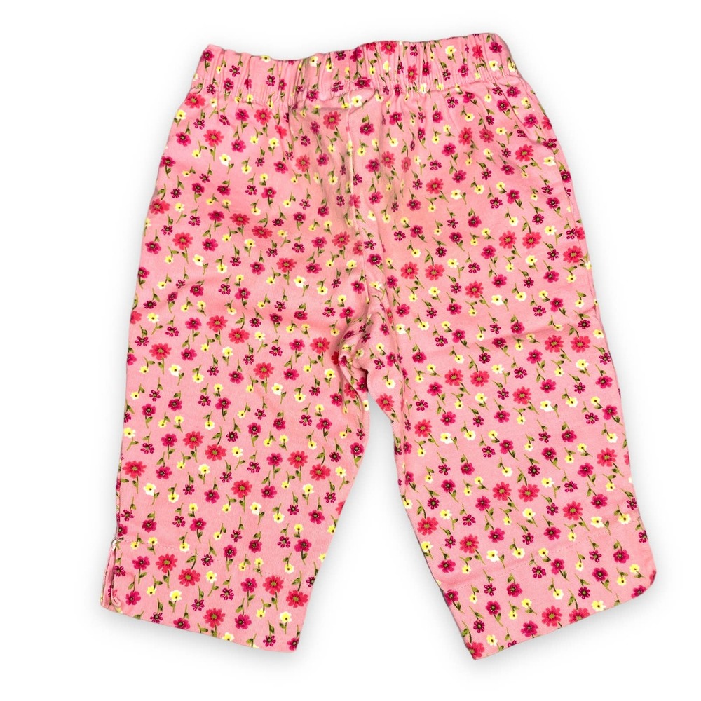 Vintage 90s Pink Floral Ditzy Pull On up Girls Toddler Pants 2T